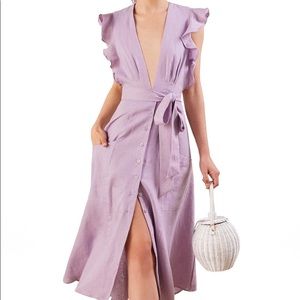 Reformation Serengeti Linen Dress in Lilac